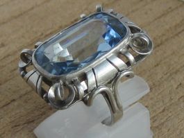Art Deco Ring Silber geprüft blauer Stein antik Gr. 55