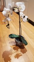 Künstliche Orchidee weiss mit Steinübertopf
