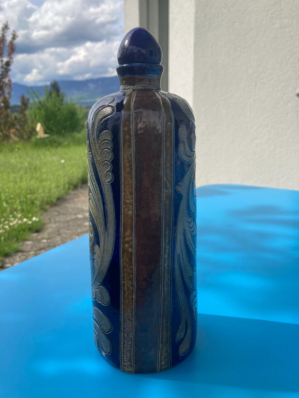 Altro: STEINGUT  FLASCHE  MIT  KORKZAPFEN   HANDARBEIT – Usato da Subingen venduto da ArtBead 3