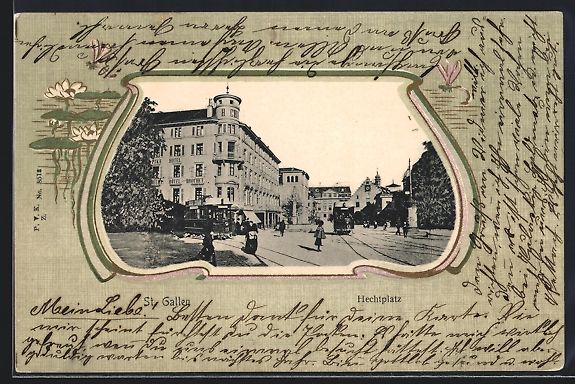 Cartoline postali: St. Gallen, Hechtplatz mit Strassenbahn – Usato da Berlin venduto da bartko-reher