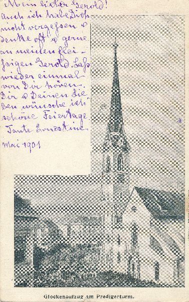 Cartoline postali: Zürich - Glockenaufzug Predigerturm – Usato da Emmenbrücke venduto da teestube
