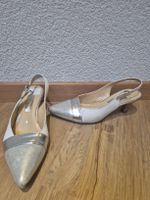 Gabor Slingpumps weiss silber Gr. 37