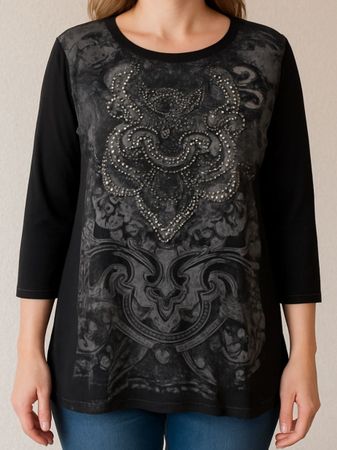 L Premium Shirt Langarm Schwarz Basic Sommer Frühling kstern