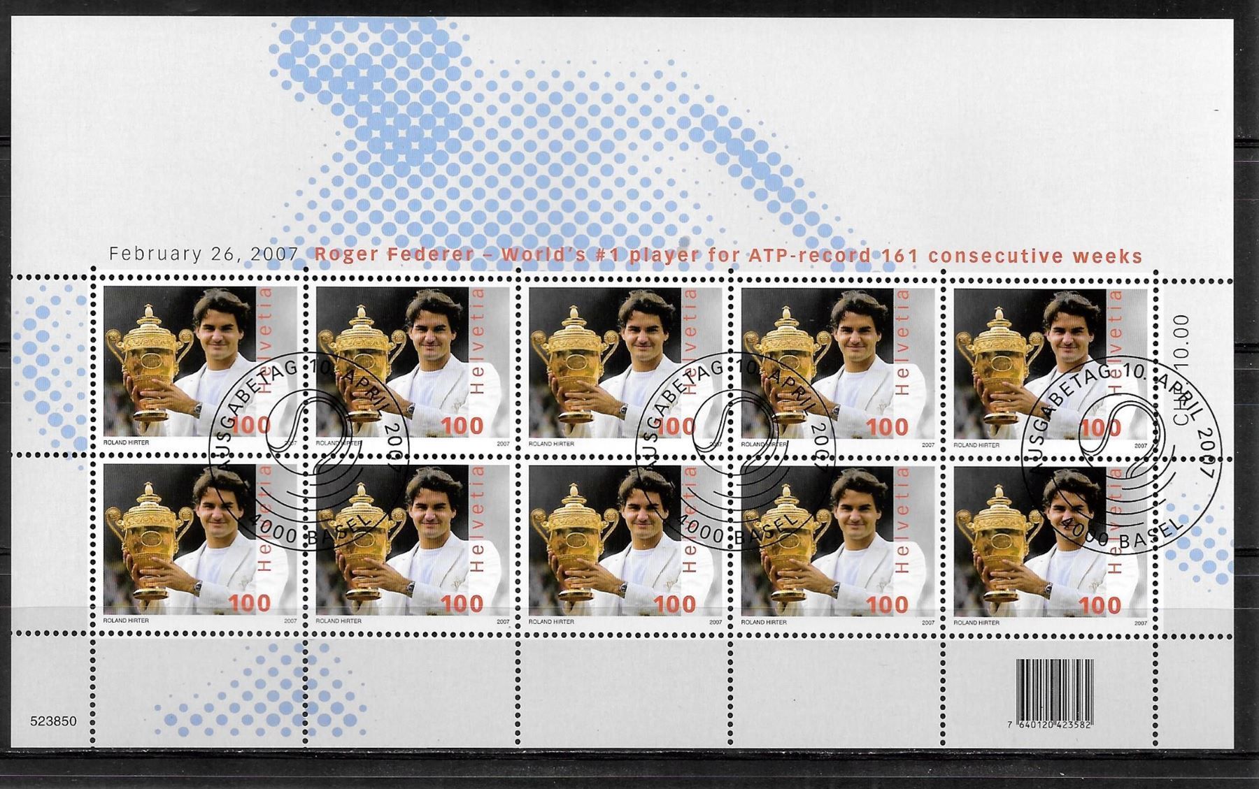 Tutti i francobolli: Kleinbogen 1229 Roger Federer ET Basel 10.4.2007 – Nuovo (secondo la descrizione) da Olten venduto da clotaldi