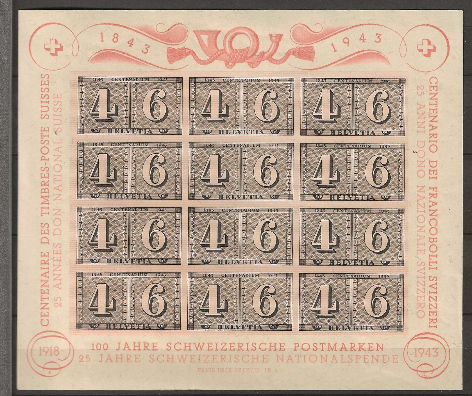 Tutti i francobolli: CHW16 - Feuille de luxe 100 ans du timbre ** – Usato da Trélex venduto da Phil_Albert