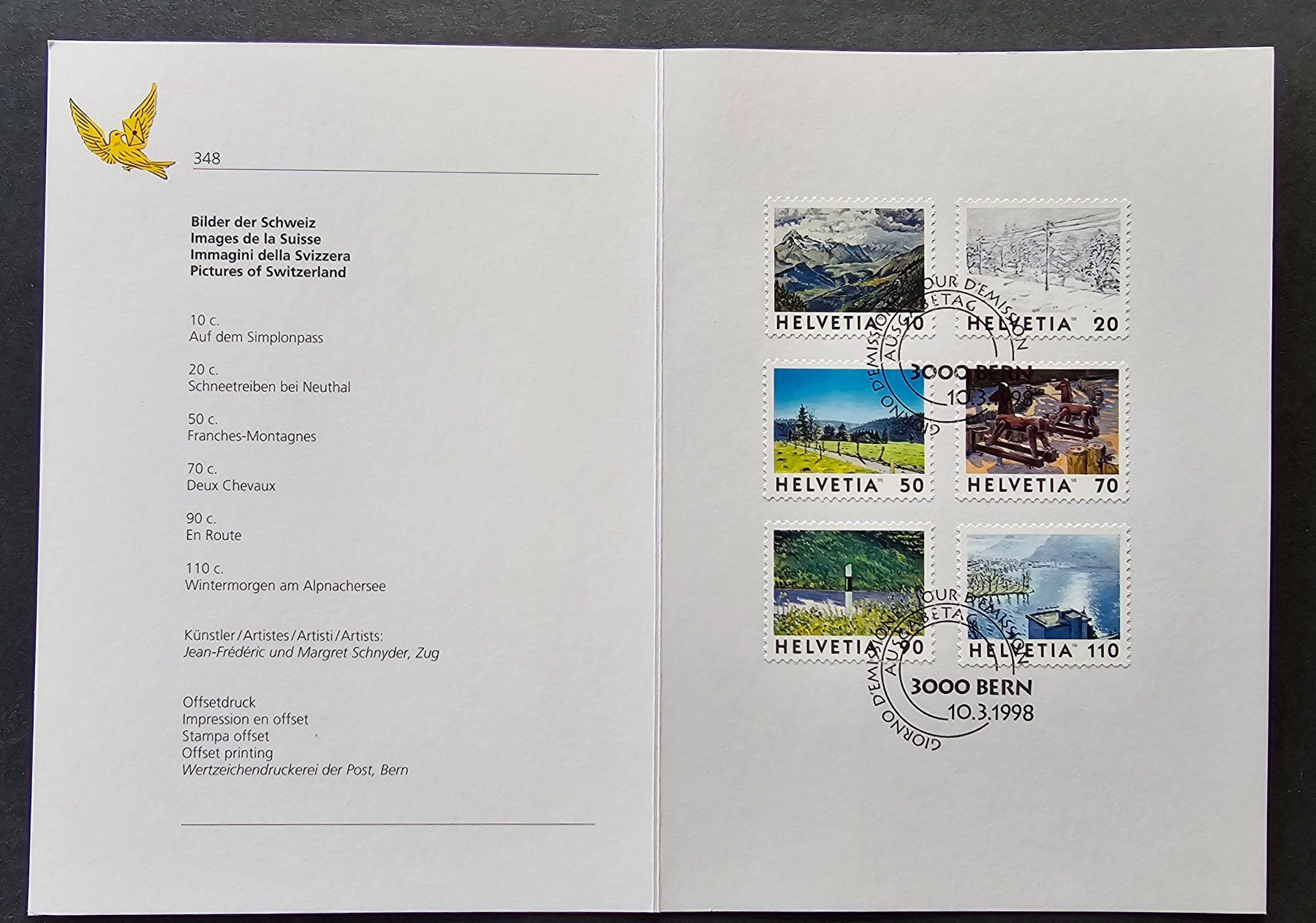 Tutti i francobolli: Dauermarken "Bilder der Schweiz" 10.03.1998 – Nuovo (secondo la descrizione) da Hittnau venduto da stamps_and_coins