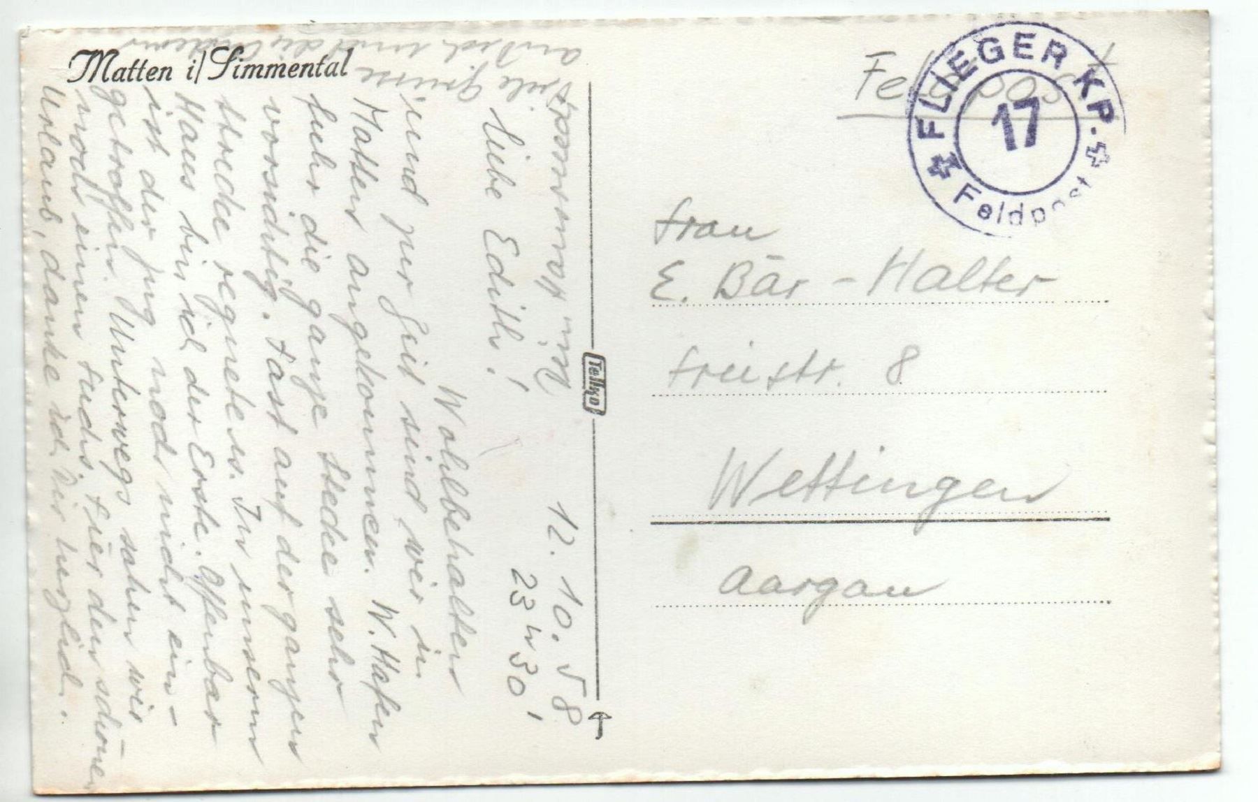 Cartes postales: MATTEN im Simmental – D'occasion à Jona par philajona 1