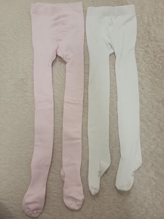 Plusbu Strumpfhose Gr. 98 - 104 Weiss & Rosa 2 Paar