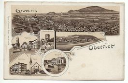 LITHO Gruss aus OBERRIET Postplatz, Schulhaus, Ziegeleien
