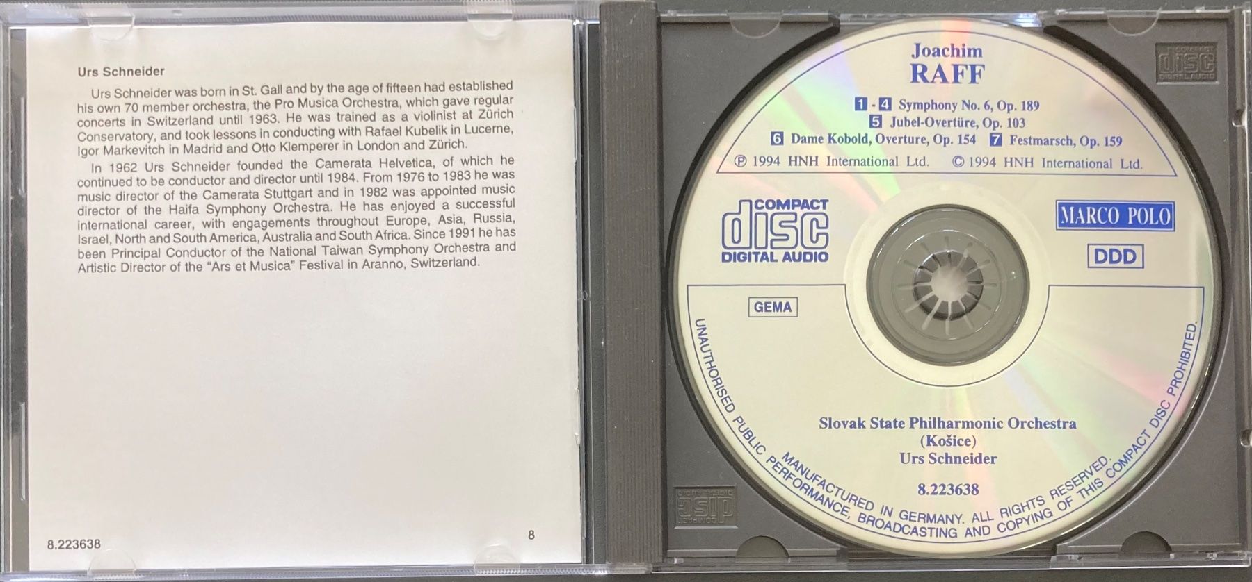 CDs: JOACHIM RAFF..... - SYMPHONY NO. 6....... – Gebraucht aus Poliez-Pittet von Newtown-Records 2