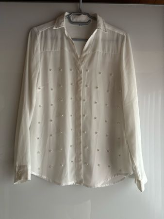 Tally Weil Bluse weiss mit Perlen Grösse S