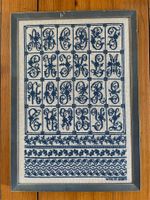 Tableau au point de croix - Broderie alphabet bleu