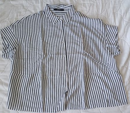 someday, Damen Bluse gestreift kurzarm weiss schwarz Gr. 38