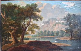 Italienische Landschaft um 1750 auf Holz