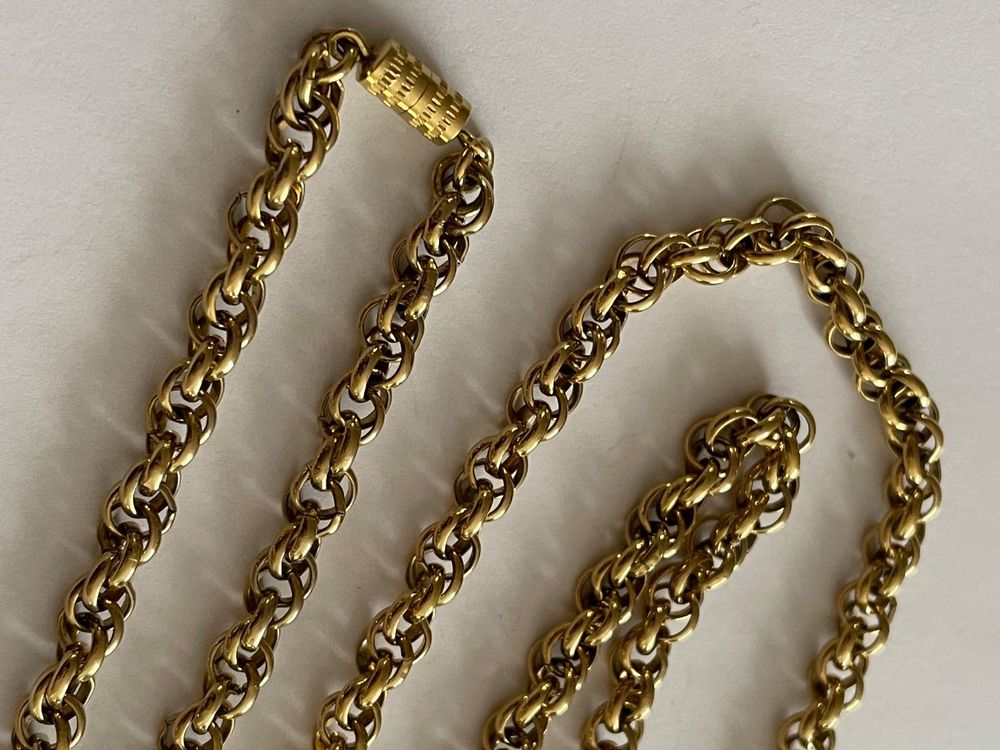 Collier Vintage Années 80 Plaqué Or - Style Art Déco - Qualité Bijou Haute Couture - Occasion