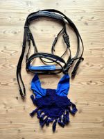 Neuwertiger Zaum inkl. Ohrengarn schwarz/blau / Gr. Vollblut