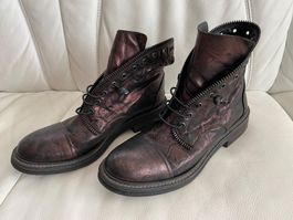 Boots Leder violett-anthrazit metallic Grösse 40 Topzustand