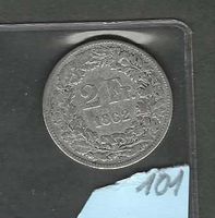 1862 u.Erachtens in ss+/vz Fr.2.-sitzende Helvetia/Patina