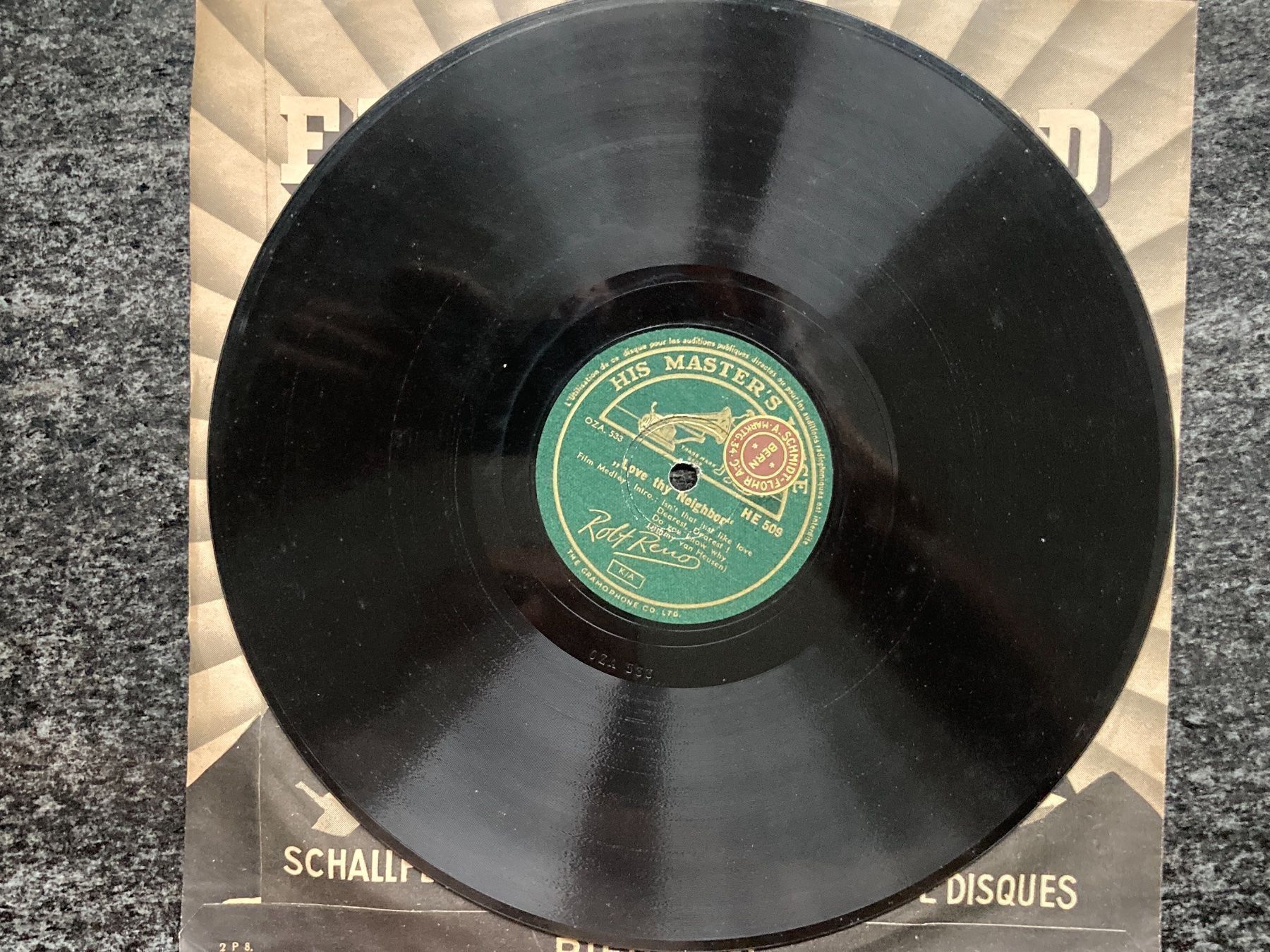 Dischi in vinile: Schellack-Platte: Robt Reno – Usato da Zürich venduto da Chaeffeler 2