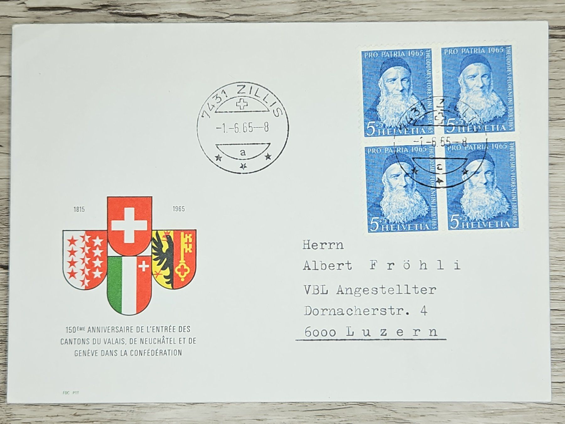 Tutti i francobolli: CL02 Enveloppe + Timbre Suisse 1965 – Usato da Cousset venduto da Patrick_Collections