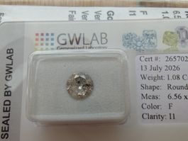 Round Diamant 1.08 Carat F II GWLAB zertifiziert