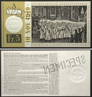 INTERKANTONALE LANDES-LOTTERIE - SPECIMEN 5 Franken 1949 I
