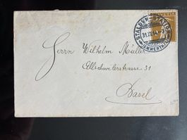 Schweiz 1914 Brief Stalden-Station n.Basel 2Rp. Tellknabe
