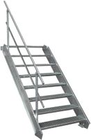 Stahltreppe 8 Stufen B120cm + Geländer