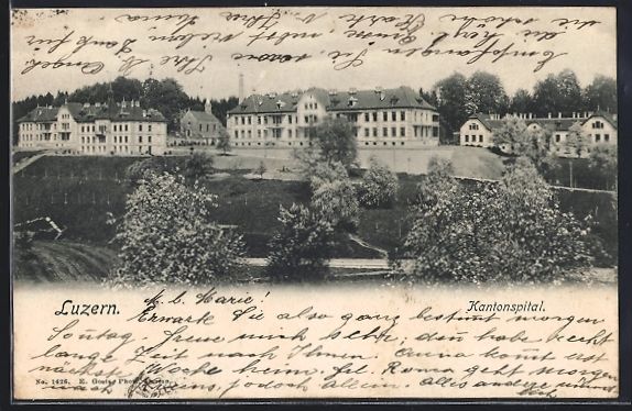 Cartoline postali: AK Luzern, Blick auf das Kantonspital – Usato da Berlin venduto da bartko-reher