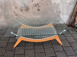 Couchtisch Holz Glas mit Ablage gebraucht