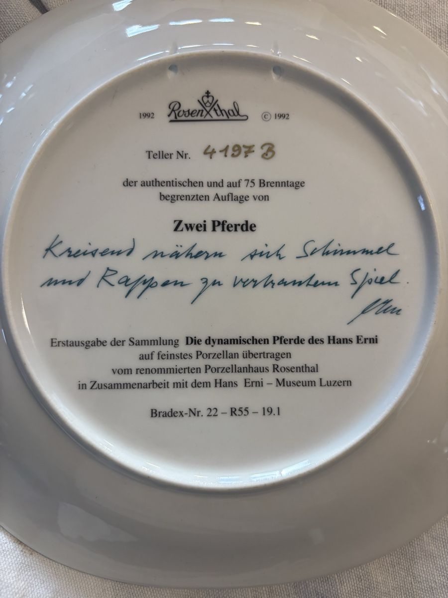 Rosenthal Piatti: Assiette Hans Erni, collection Rosenthal,  édition limitée – Nuovo (secondo la descrizione) da Cudrefin venduto da sdz_trl6 1