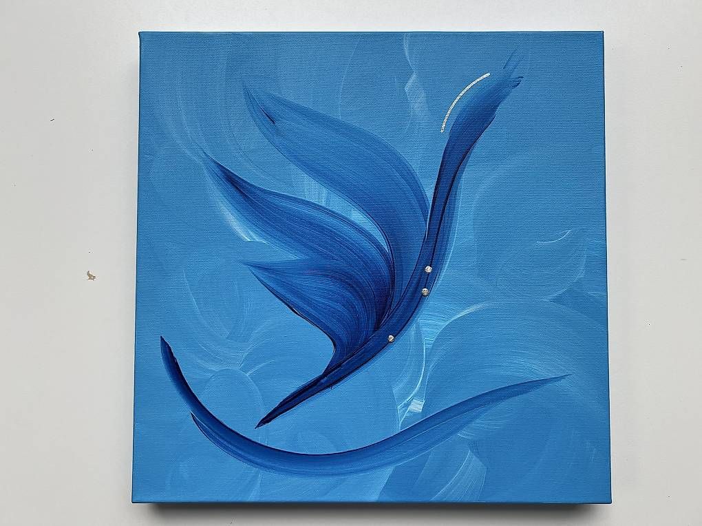 Gemälde: 40x40cm Bild blau "Neugier" – Neu und originalverpackt aus Urdorf von manuela4 1