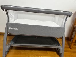 Einesin Baby Bedside Crib with Mattress – Height Adjustable