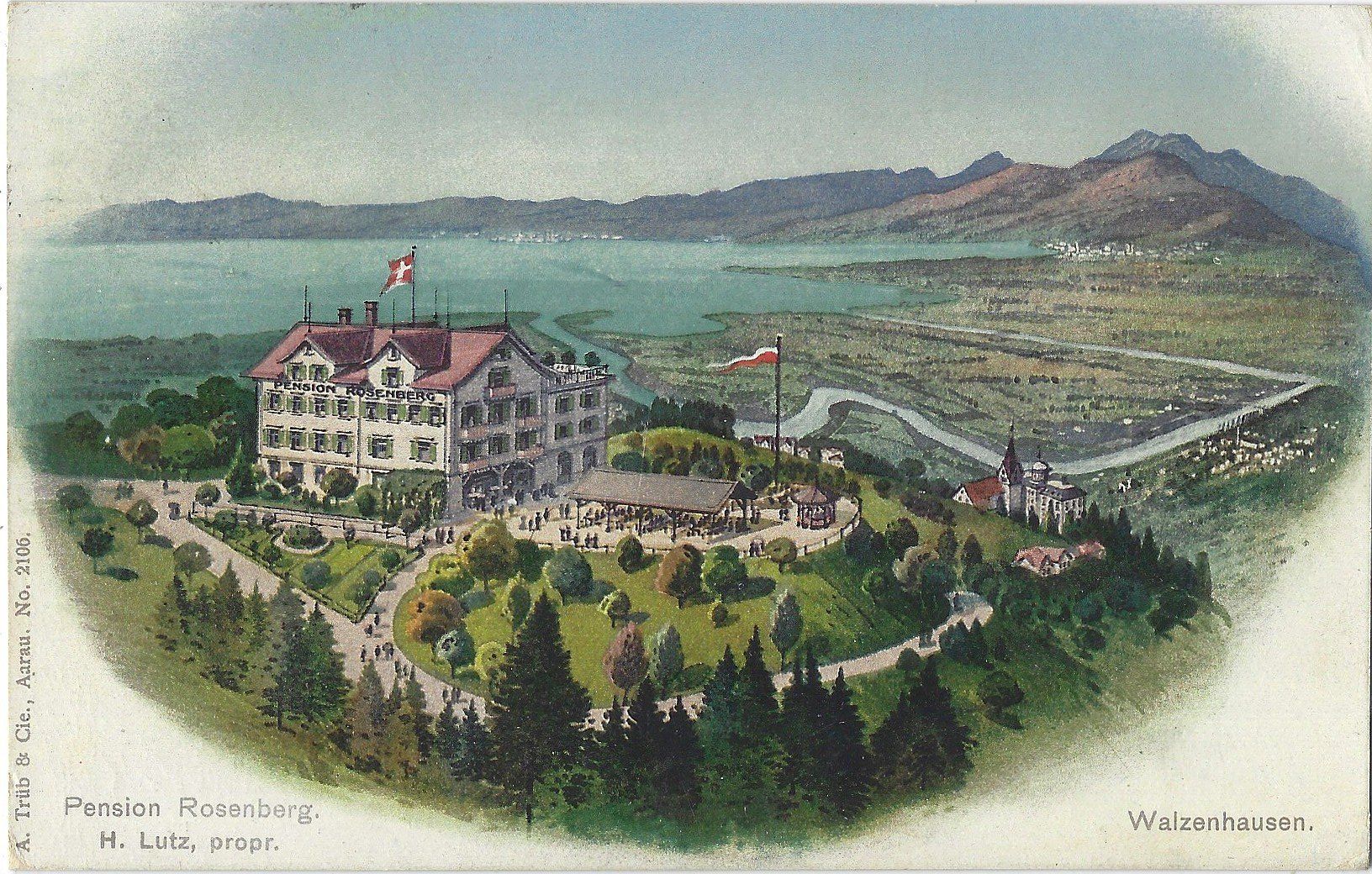 Cartoline postali: Walzenhausen  -  Pension  Rosenberg.  H.  Lutz,  propr. – Usato da Bütschwil venduto da Jackson1A