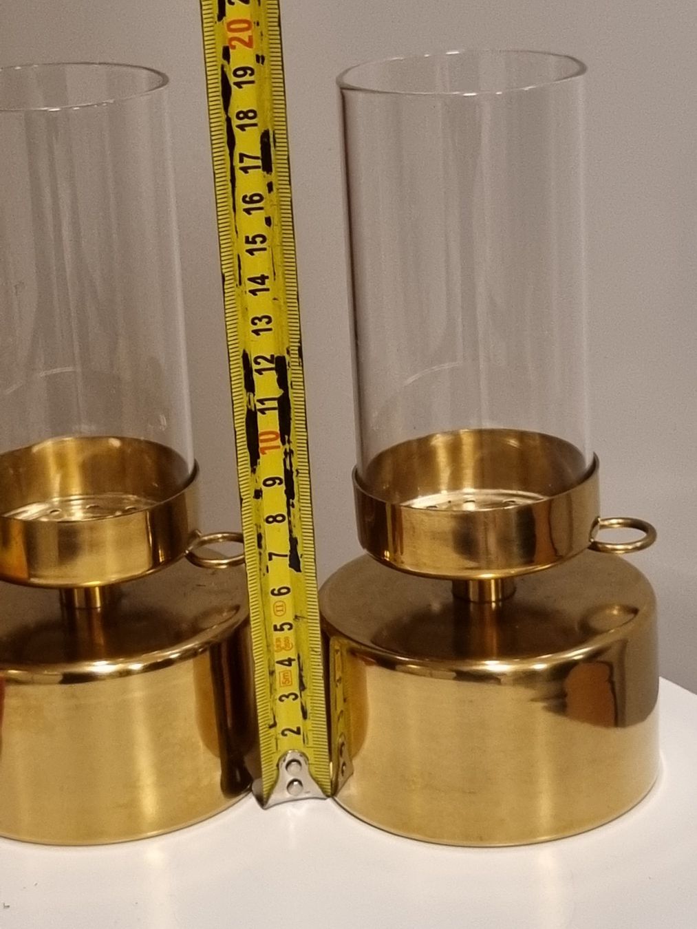 Portacandele: 2 Windlichter mit Glaszylinder, goldfarben – Usato da Scharnachtal venduto da devin03 1