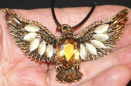 Brosche oder Halskette - L-6711 - Adler Antik Bronze Strass