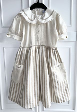 Couché Tot girls linen dress Mädchen Kleid 7-8 Y NEW