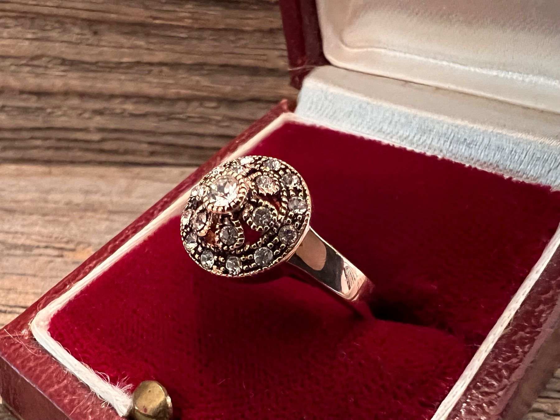 Anelli: Vintage Ring 925 Silber Rotgold vergoldet mit Similis – Nuovo (secondo la descrizione) da Bern venduto da Jiffy 2