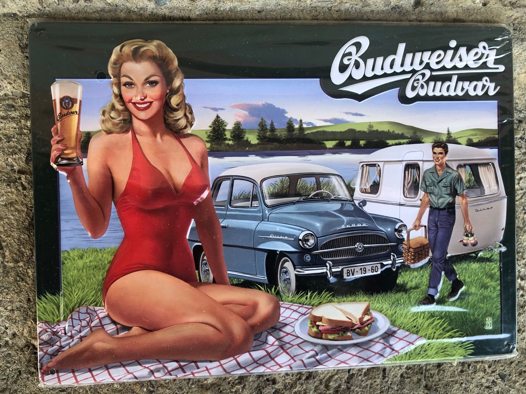 Insegne: Budweiser pin up bier werbung reklame classic – Nuovo e nell'imballaggio originale da Reinach AG venduto da rares75
