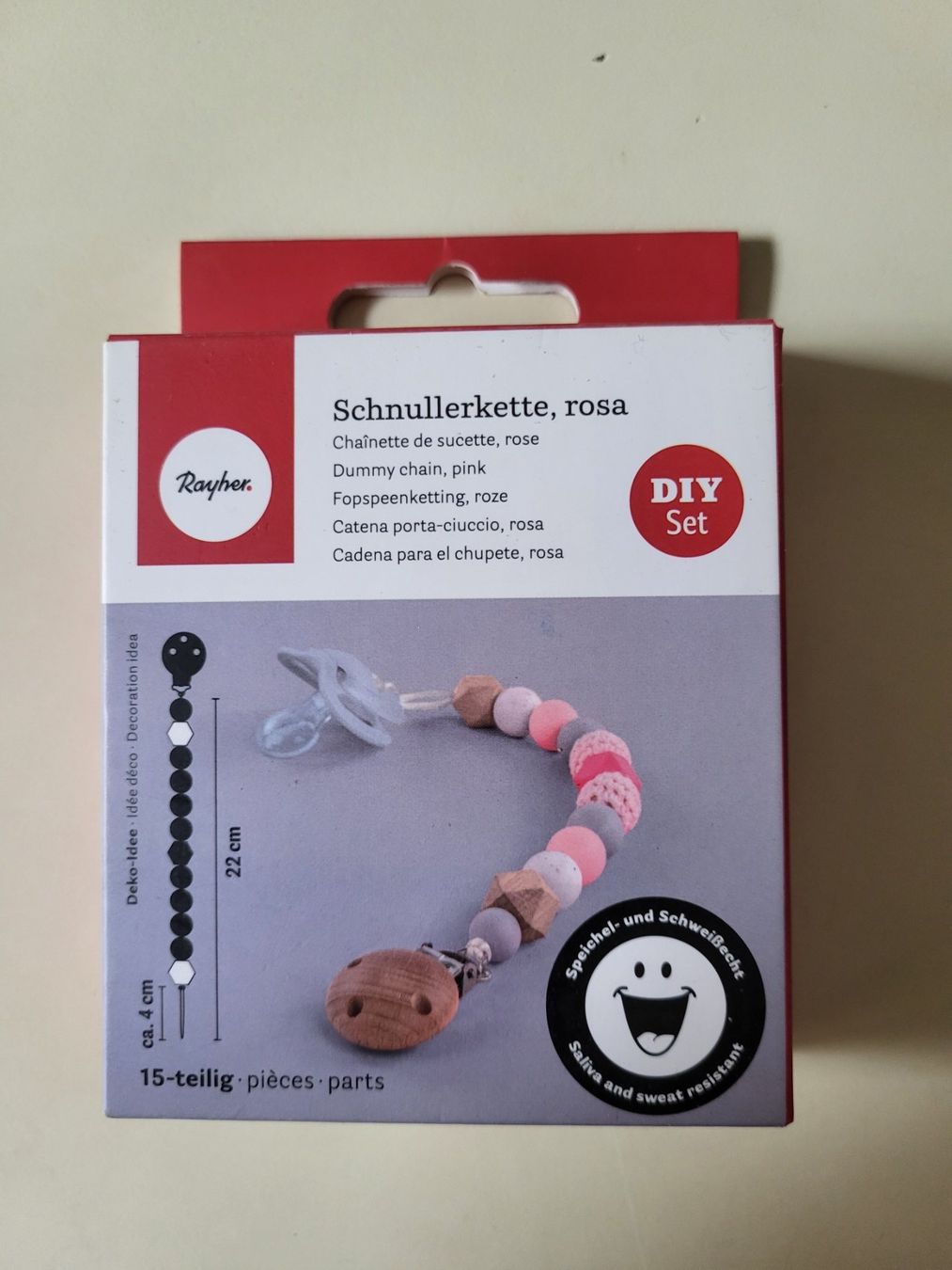 Kit bricolage: DIY Schnullerkette rosa, neu & OVP – Nuovo e nell'imballaggio originale da Strengelbach venduto da maskil