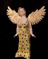 Vintage Golden Wings Angel Statue, Elegant and Lovely!