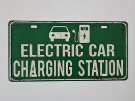 Neues Deko Blechschild "ELECTRIC CAR CHARGING STATION"