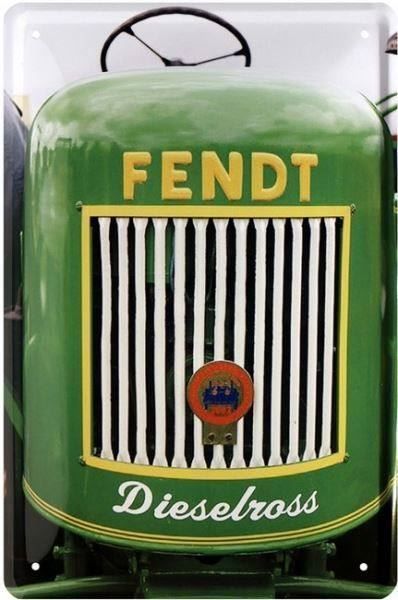 Fendt Insegne: Blechschild-FENDT TRAKTOR-DIESELROSS-GRÜ – Nuovo e nell'imballaggio originale da Rupperswil venduto da big-one-sale