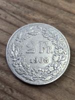 2 Fr. 1908 Helvetia Münze Silber 835