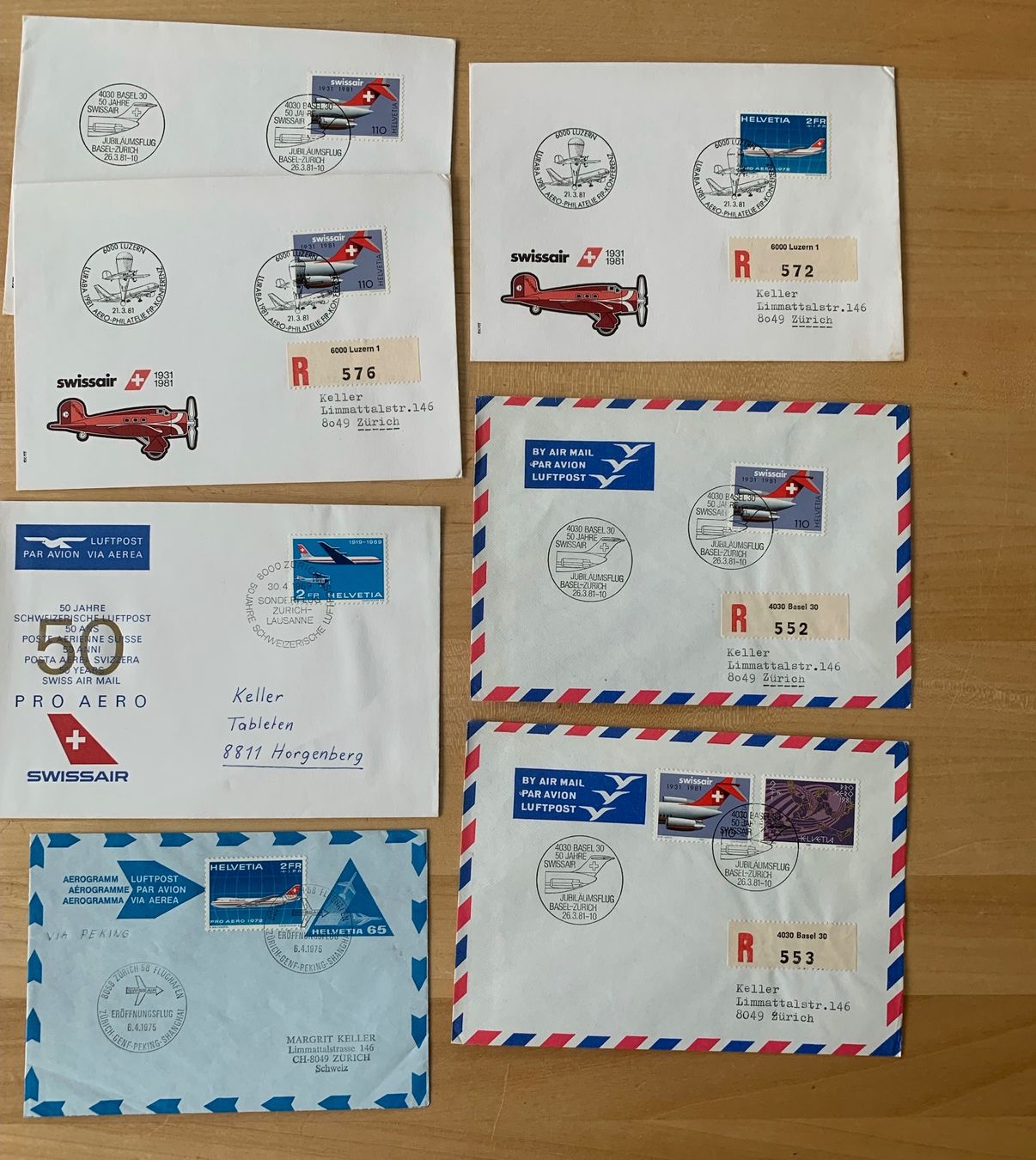 Tutti i francobolli: Swissair 18 Sondercouverts – Usato da Zürich venduto da ruedigg