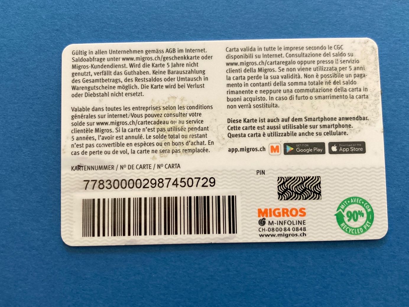 Karten: Migros Geschenkkarte leer – Gebraucht aus Schüpfheim von Seerose80 1