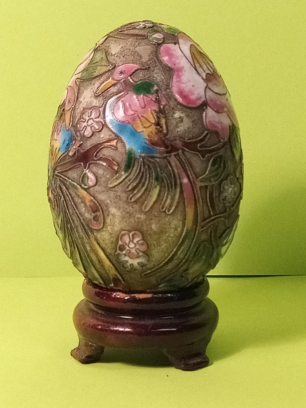 Tutte le decorazioni: Hübsches Cloisonné- Ei  Chinesisch mit Holzständer. – Usato da basel venduto da markusb07 1