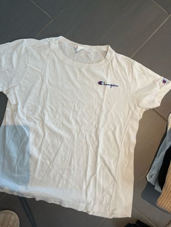 Champion T-Shirt, weisses Shirt mit Logodruck, Gr. M