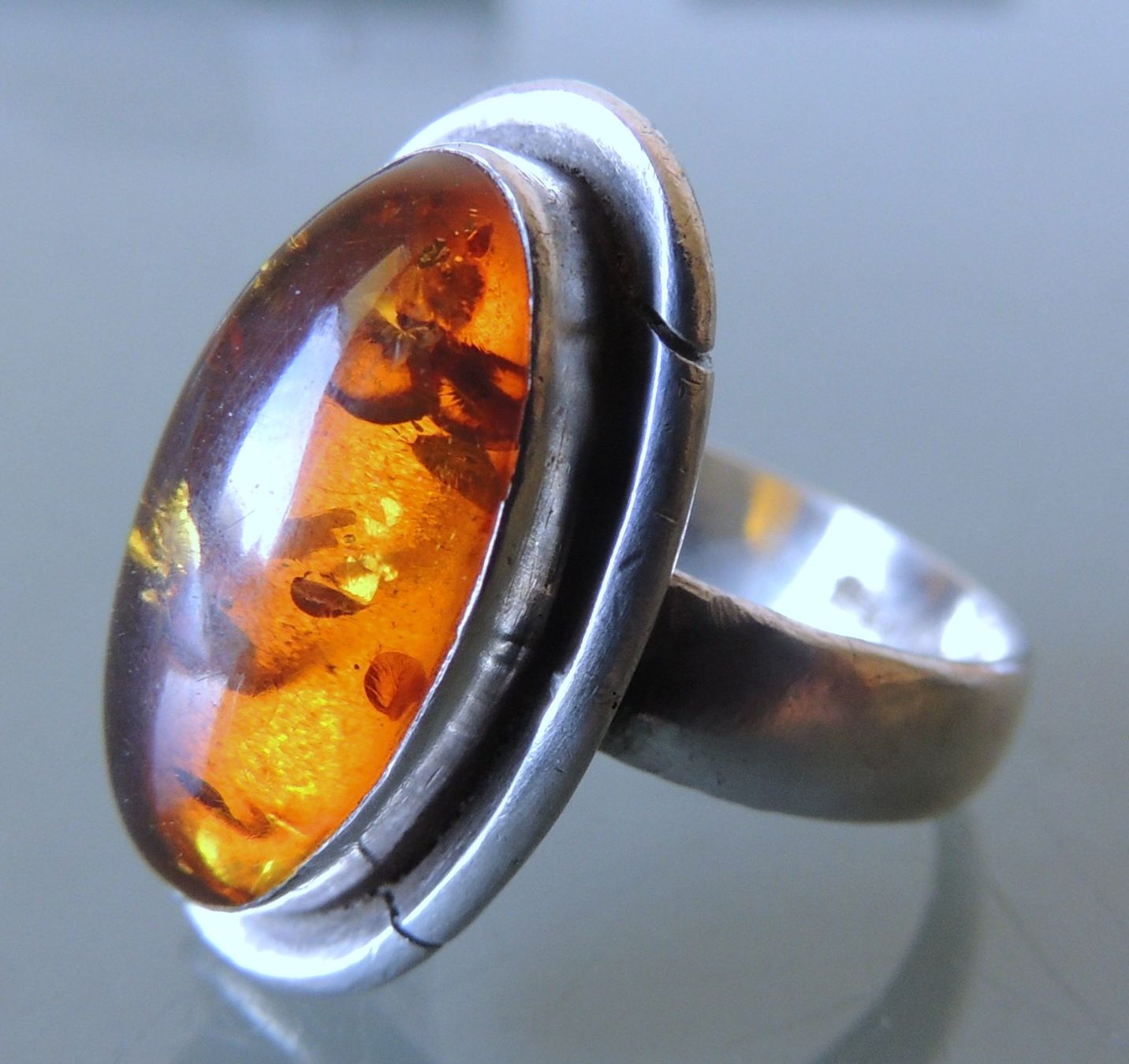 Anelli: Bernstein Silber 800 Fingerring Gr. 59 – Usato da Waldenburg venduto da schaller707 1