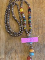 Vintage Boho  Holzkette mit bunten Schmuckperlen..